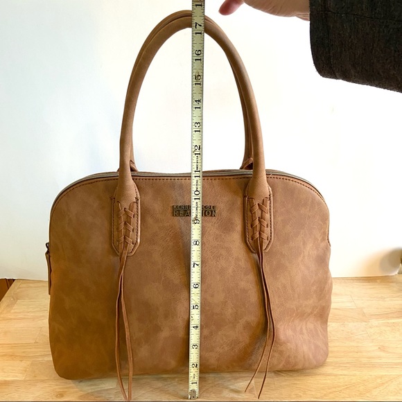 Kenneth Cole Reaction Tan Vegan Leather Satchel Handbag - Picture 11 of 11